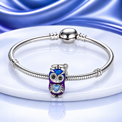 MariaFonte Bead Charm Gufo con Tocco Laurea in Argento Compatibile con Collane e Bracciali