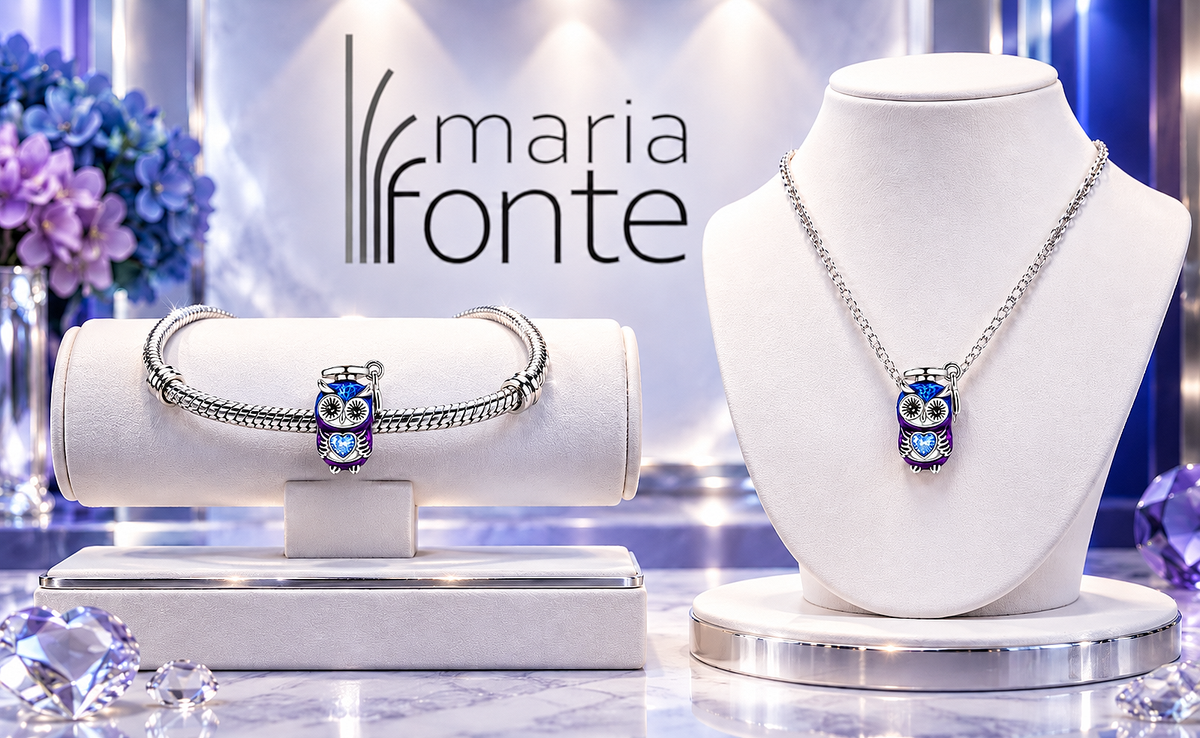 MariaFonte Bead Charm Gufo con Tocco Laurea in Argento Compatibile con Collane e Bracciali