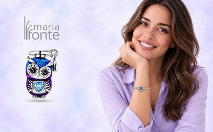 MariaFonte Bead Charm Gufo con Tocco Laurea in Argento Compatibile con Collane e Bracciali