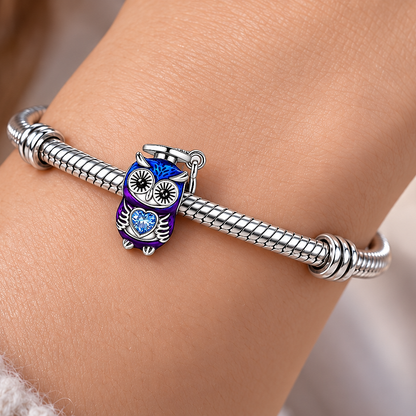 MariaFonte Bead Charm Gufo con Tocco Laurea in Argento Compatibile con Collane e Bracciali