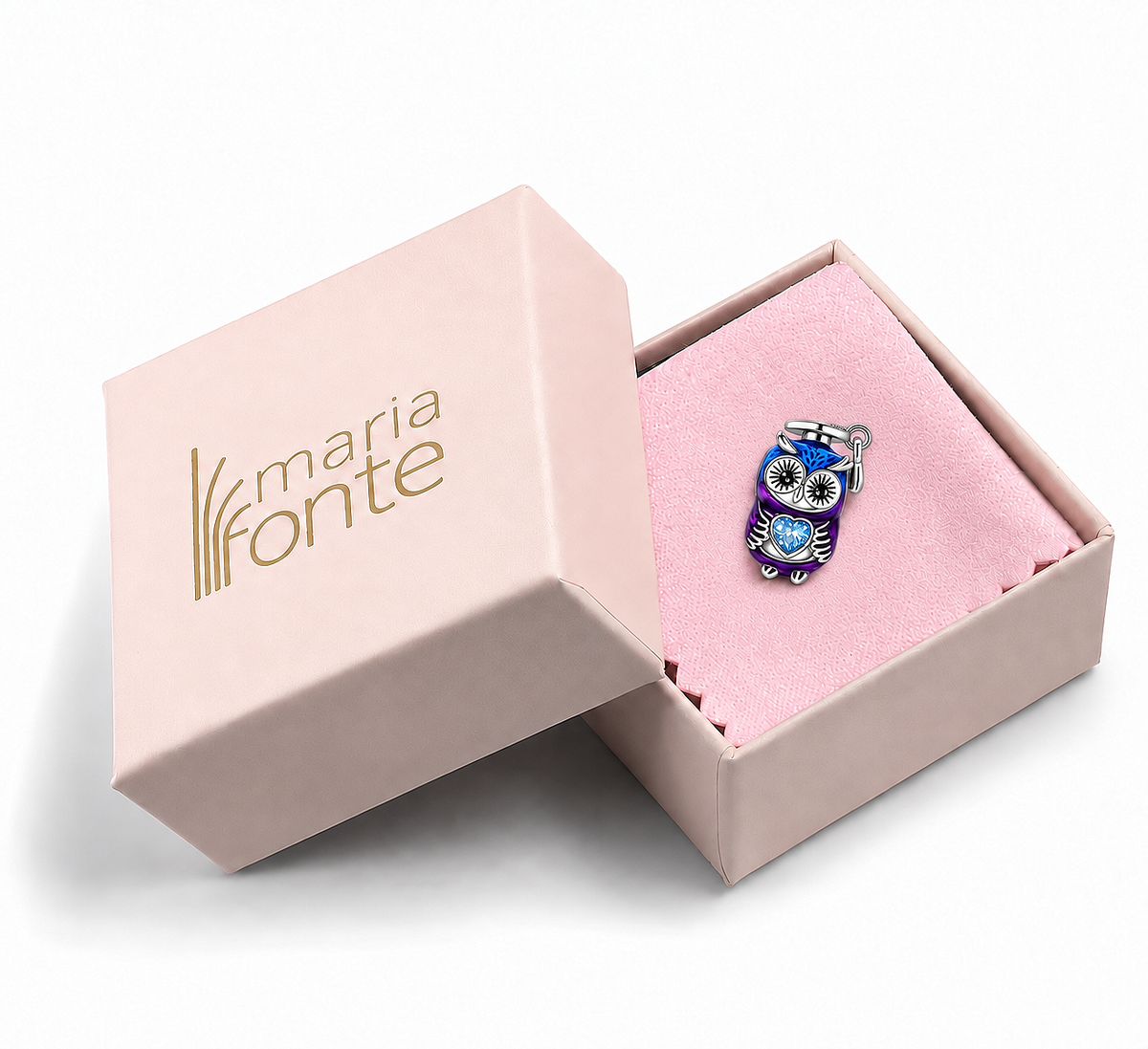 MariaFonte Bead Charm Gufo con Tocco Laurea in Argento Compatibile con Collane e Bracciali