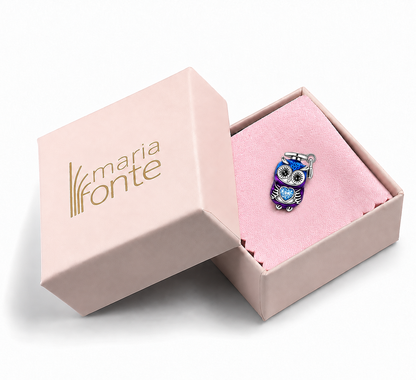 MariaFonte Bead Charm Gufo con Tocco Laurea in Argento Compatibile con Collane e Bracciali
