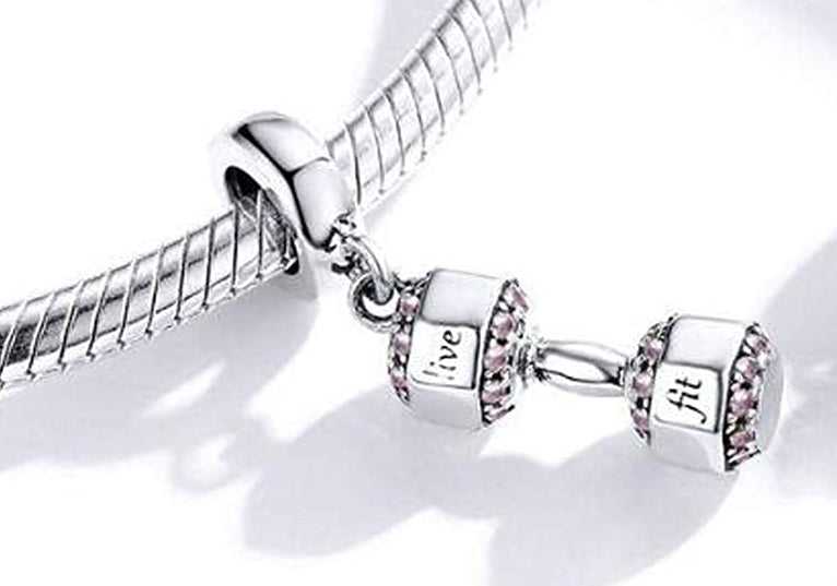 MariaFonte Charm Ciondolo Pendente Manubrio Peso  Argento 925 Compatibile con Collane e Bracciali Pandora