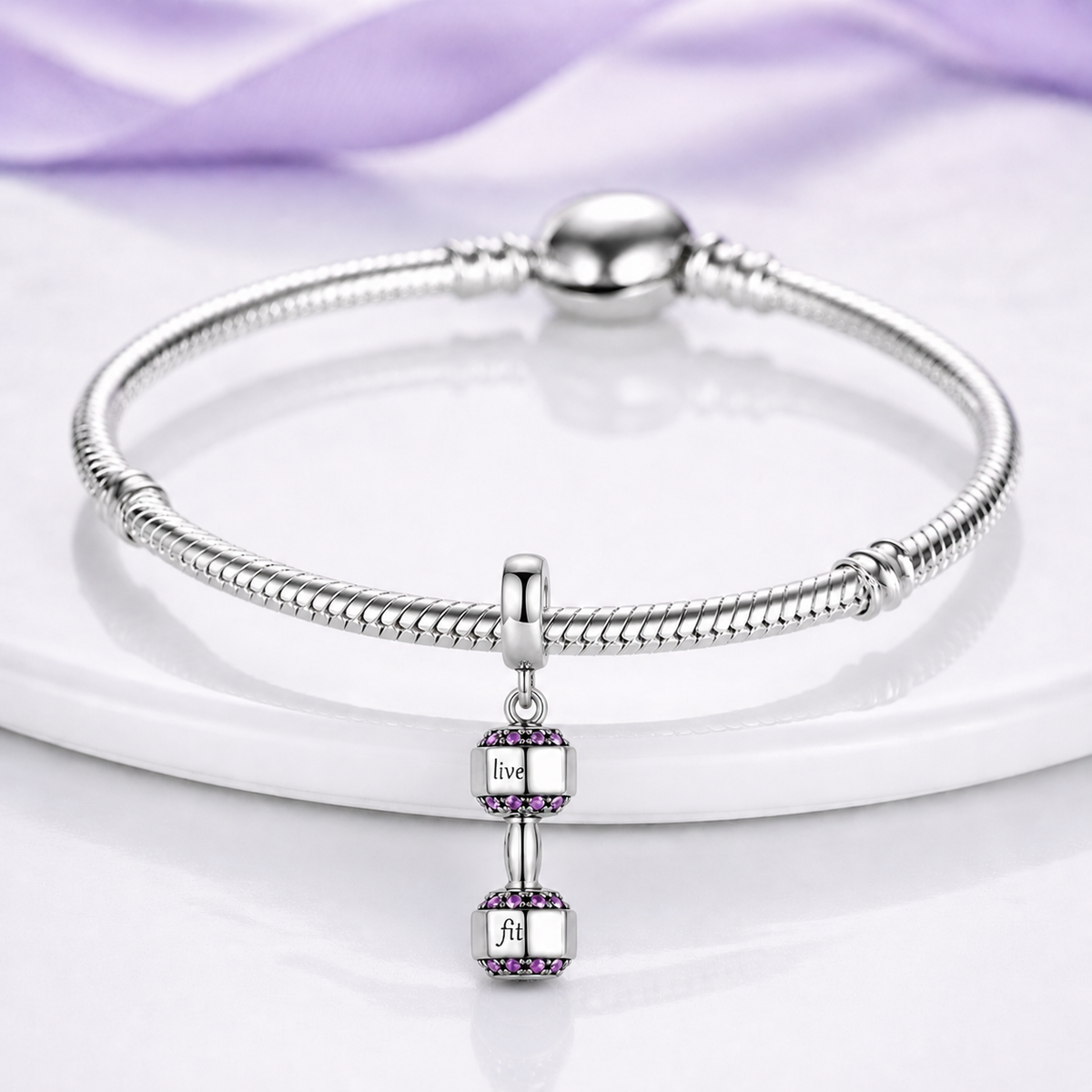 MariaFonte Charm Ciondolo Pendente Manubrio Peso  Argento 925 Compatibile con Collane e Bracciali Pandora
