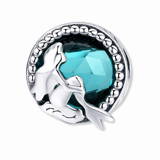 MariaFonte Bead Charm Motivo Blu Marino Sirena in Argento 925 Compatibile con Collane e Bracciali Pandora