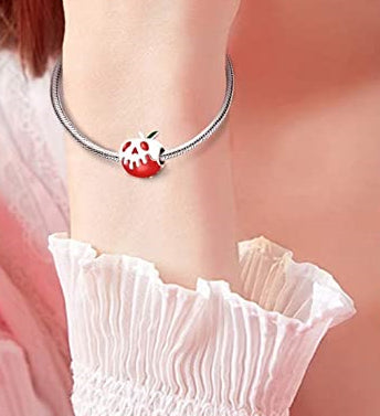 Maria Fonte Bead Charm Ciondolo Mela Rossa Halloween in Argento 925 con Zirconia Compatibile con Collane e Bracciali Pandora