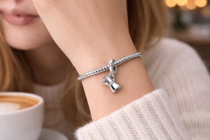 MariaFonte Bead Charm Moka Caffettiera Coperchio Apribile Argento 925 Zirconia Compatibile con Collane e Bracciali Pandora
