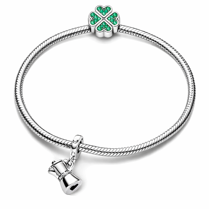 MariaFonte Bead Charm Moka Caffettiera Coperchio Apribile Argento 925 Zirconia Compatibile con Collane e Bracciali Pandora
