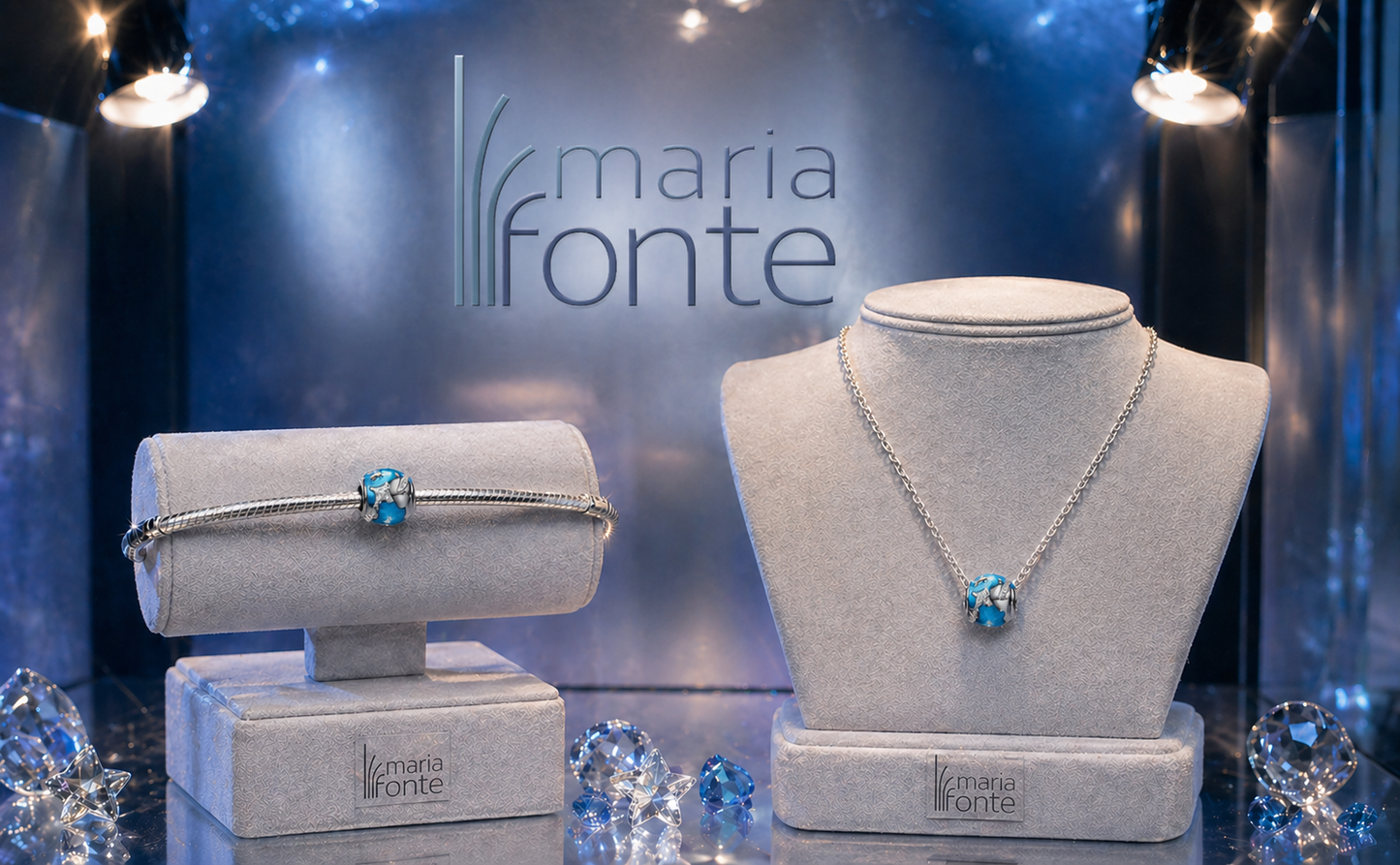 Maria Fonte-Bead Charm Ciondolo alla Scoperta del Mondo in Argento 925 con Zirconia Compatibile con Collane e Bracciali Pandora