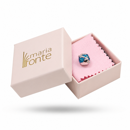 Maria Fonte-Bead Charm Ciondolo alla Scoperta del Mondo in Argento 925 con Zirconia Compatibile con Collane e Bracciali Pandora