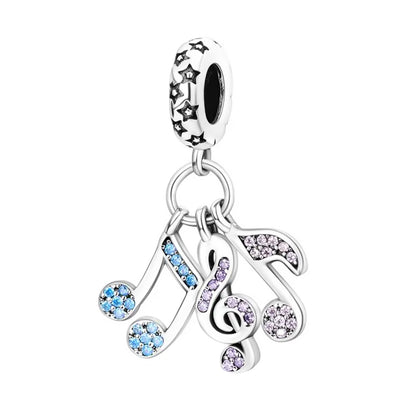 MariaFonte Bead Charm Ciondolo Pendente Note Musicali Argento 925 Zirconia Compatibile con Collane e Bracciali Pandora