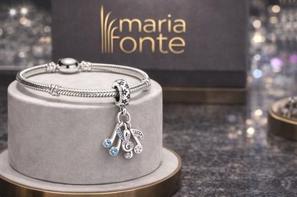 MariaFonte Bead Charm Ciondolo Pendente Note Musicali Argento 925 Zirconia Compatibile con Collane e Bracciali Pandora