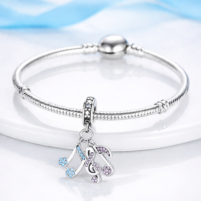 MariaFonte Bead Charm Ciondolo Pendente Note Musicali Argento 925 Zirconia Compatibile con Collane e Bracciali Pandora