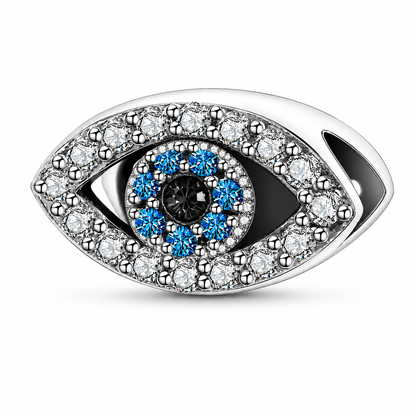 Maria Fonte Bead Charm Occhio Portafortuna Argento 925 con Zirconia Compatibile con Collane e Bracciali Pandora
