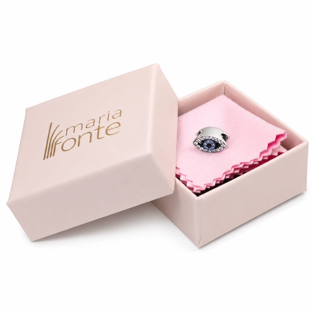 Maria Fonte Bead Charm Occhio Portafortuna Argento 925 con Zirconia Compatibile con Collane e Bracciali Pandora