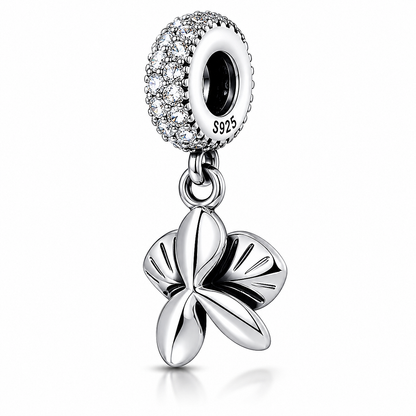 MariaFonte Charm Orchidea Rosa Argento 925 con Zirconia Compatibile con Collane e Bracciali Pandora