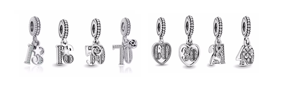 MariaFonte Bead Charm 70 Anni in Argento Compatibile con Collane e Bracciali