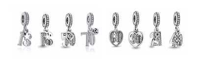 MariaFonte Bead Charm 70 Anni in Argento Compatibile con Collane e Bracciali