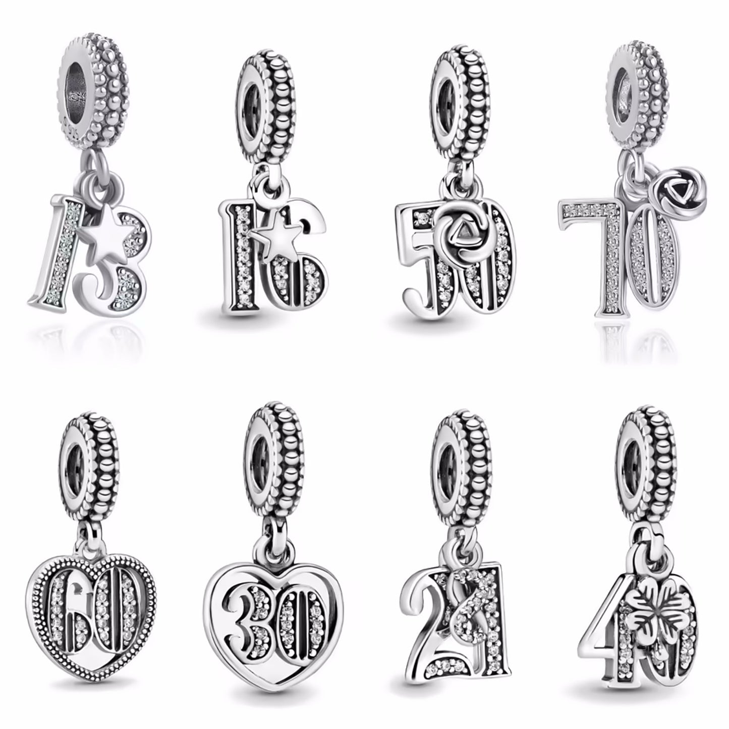 MariaFonte Bead Charm 70 Anni in Argento Compatibile con Collane e Bracciali