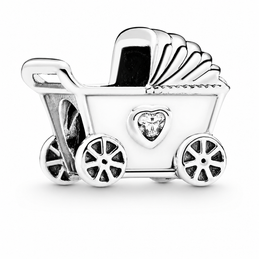 MariaFonte Bead Charm Passeggino Argento 925 Zirconia Compatibile con Collane e Bracciali Pandora