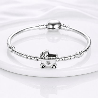 MariaFonte Bead Charm Passeggino Argento 925 Zirconia Compatibile con Collane e Bracciali Pandora