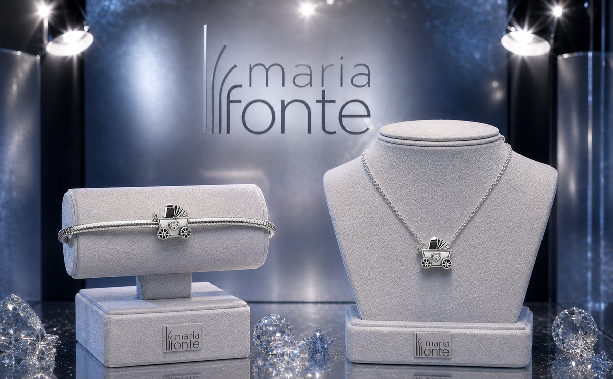 MariaFonte Bead Charm Passeggino Argento 925 Zirconia Compatibile con Collane e Bracciali Pandora