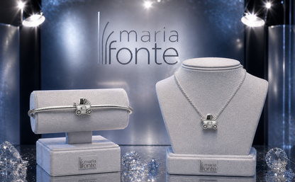 MariaFonte Bead Charm Passeggino Argento 925 Zirconia Compatibile con Collane e Bracciali Pandora