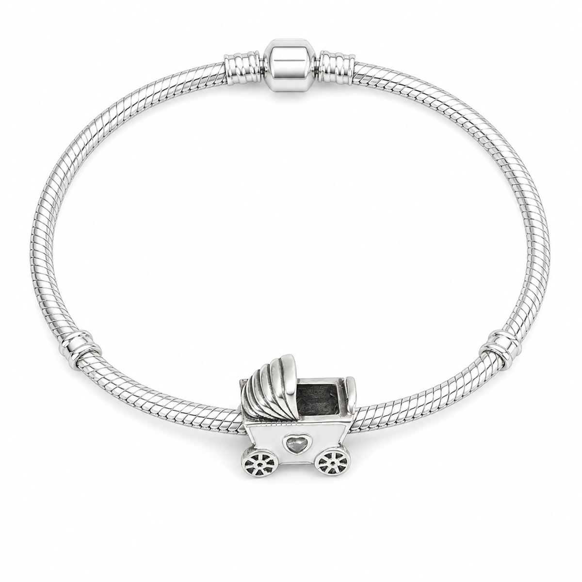 MariaFonte Bead Charm Passeggino Argento 925 Zirconia Compatibile con Collane e Bracciali Pandora
