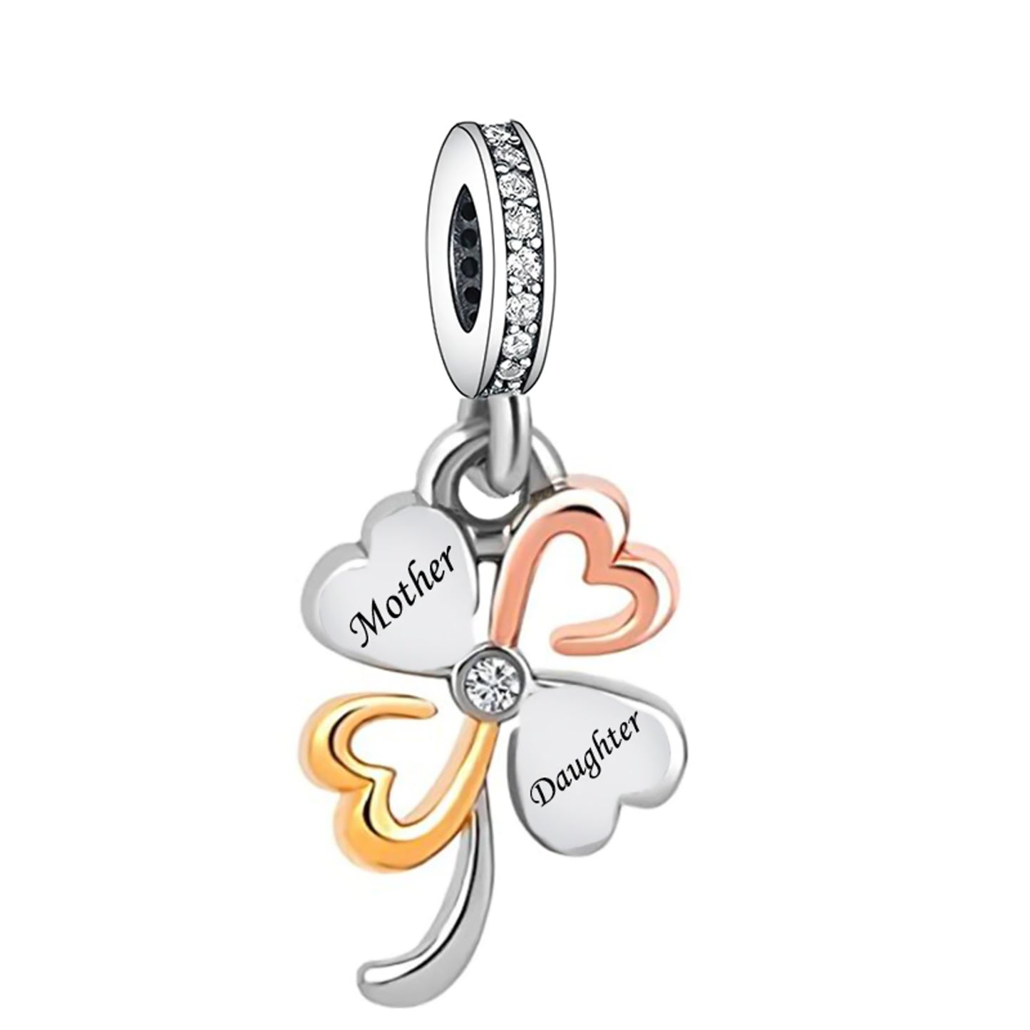 Pendant in the shape of wine glasses in 925 Sterling silver with cubic zirconia
