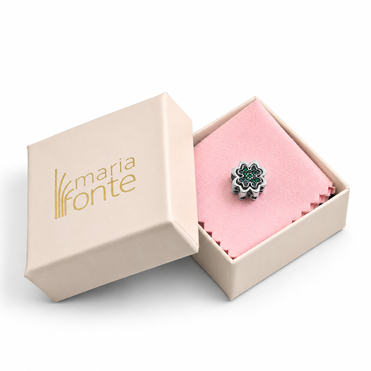 MariaFonte Bead Charm Doppio Quadrifoglio Amicizia incisione True Friends are a rare gift (I veri amici sono un dono raro) Compatibile