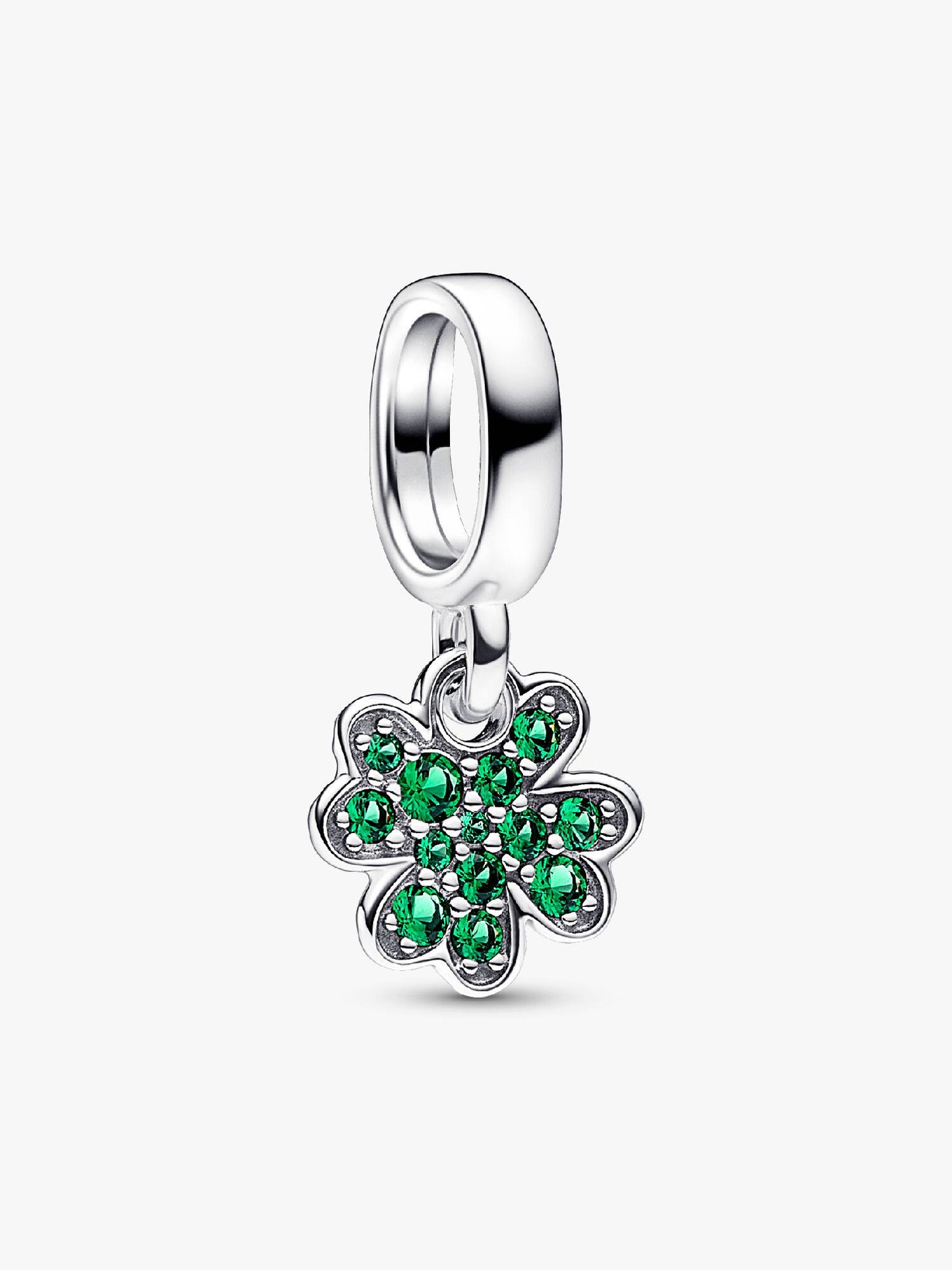 MariaFonte Charm Quadrifoglio Verde Piccolo Portafortuna in Argento Compatibile con Bracciale e Collane
