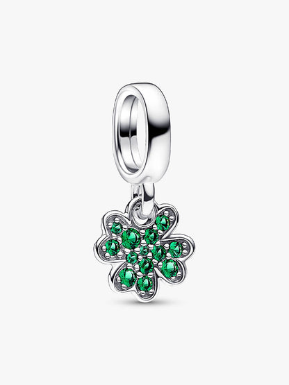 MariaFonte Charm Quadrifoglio Verde Piccolo Portafortuna in Argento Compatibile con Bracciale e Collane