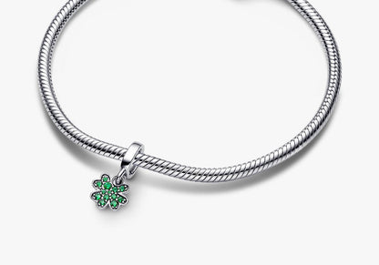 MariaFonte Charm Quadrifoglio Verde Piccolo Portafortuna in Argento Compatibile con Bracciale e Collane