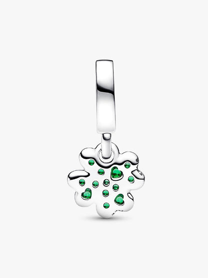 MariaFonte Charm Quadrifoglio Verde Piccolo Portafortuna in Argento Compatibile con Bracciale e Collane