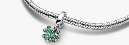 MariaFonte Charm Quadrifoglio Verde Piccolo Portafortuna in Argento Compatibile con Bracciale e Collane