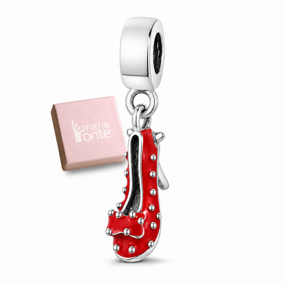 MariaFonte Bead Charm Pendente Ciondolo Scarpa Rossa in Argento 925 Compatibile con Collane e Bracciali Pandora