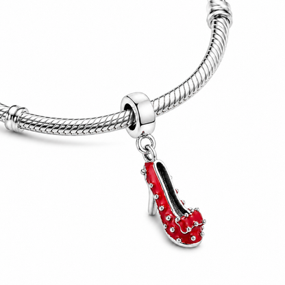 MariaFonte Bead Charm Pendente Ciondolo Scarpa Rossa in Argento 925 Compatibile con Collane e Bracciali Pandora