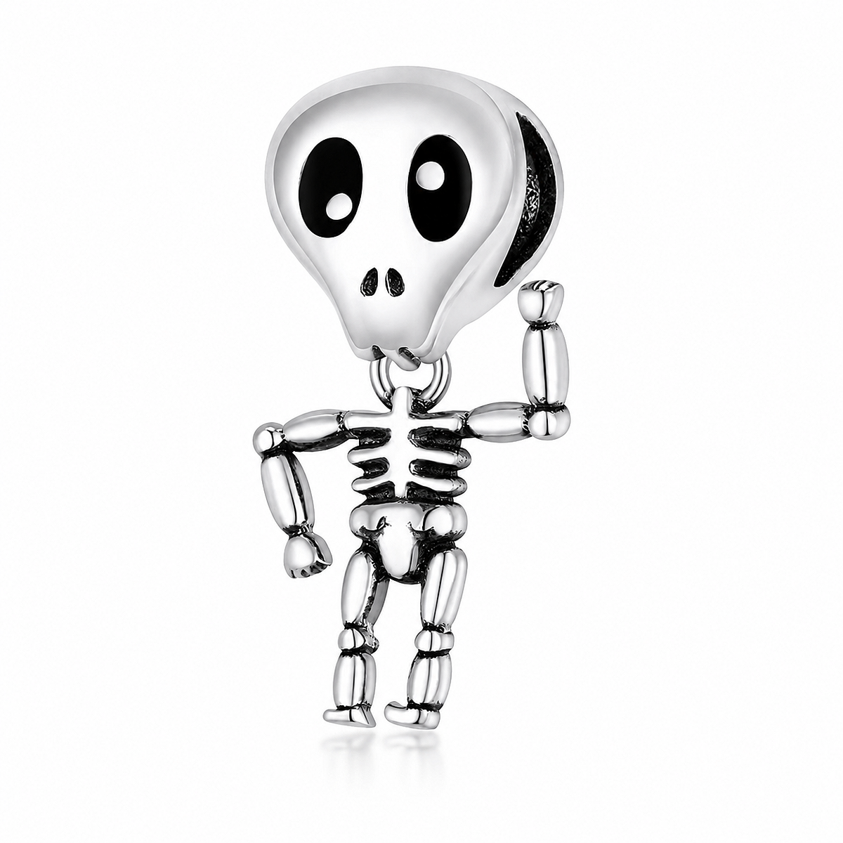 MariaFonte Bead Charm Ciondolo Scheletro Ossa Halloween in Argento 925 Compatibile con Collane e Bracciali Pandora