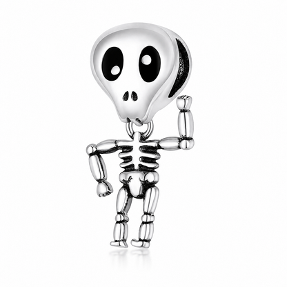 MariaFonte Bead Charm Ciondolo Scheletro Ossa Halloween in Argento 925 Compatibile con Collane e Bracciali Pandora