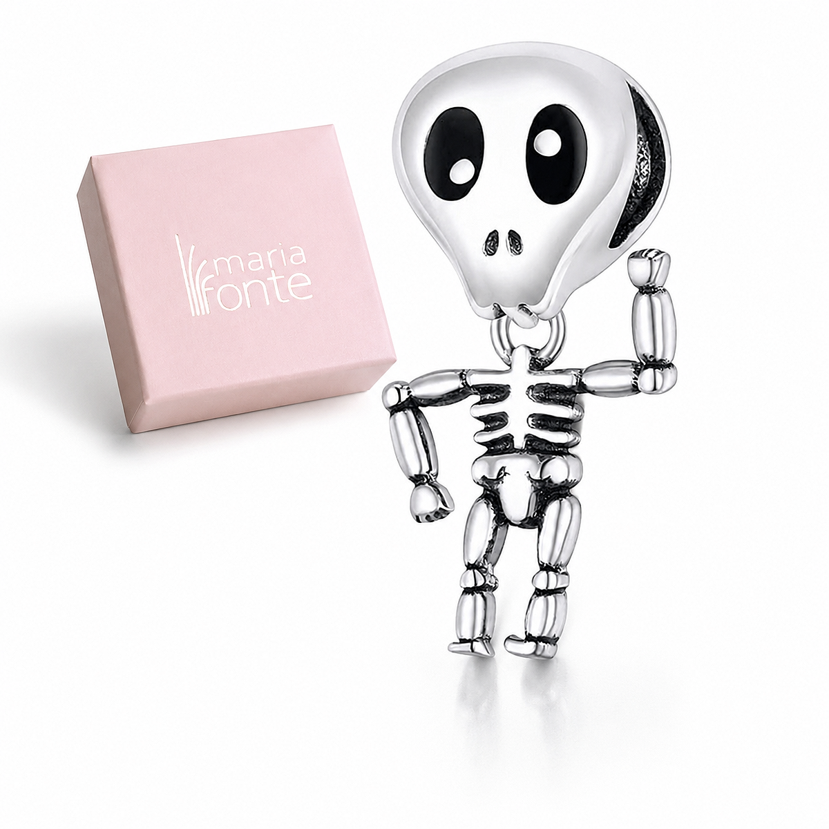 MariaFonte Bead Charm Ciondolo Scheletro Ossa Halloween in Argento 925 Compatibile con Collane e Bracciali Pandora