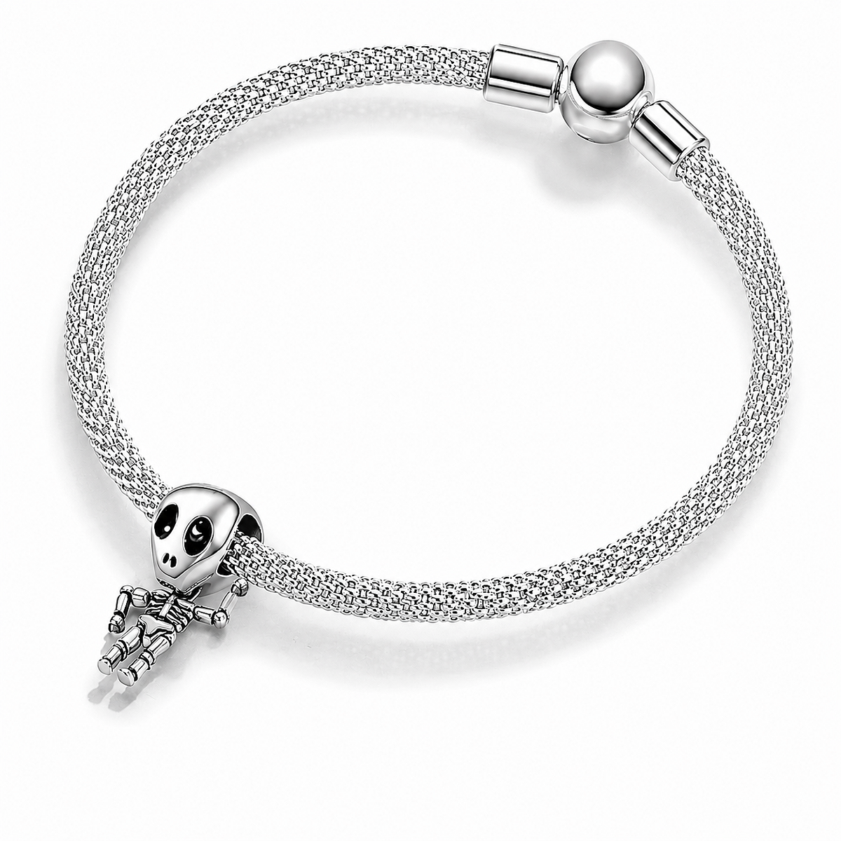 MariaFonte Bead Charm Ciondolo Scheletro Ossa Halloween in Argento 925 Compatibile con Collane e Bracciali Pandora