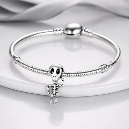 MariaFonte Bead Charm Ciondolo Scheletro Ossa Halloween in Argento 925 Compatibile con Collane e Bracciali Pandora
