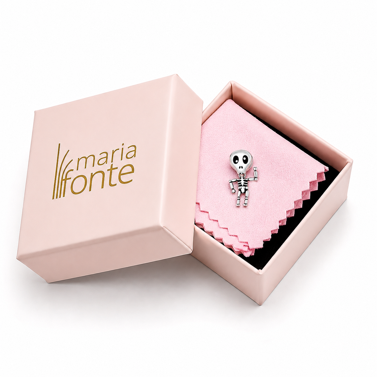MariaFonte Bead Charm Ciondolo Scheletro Ossa Halloween in Argento 925 Compatibile con Collane e Bracciali Pandora