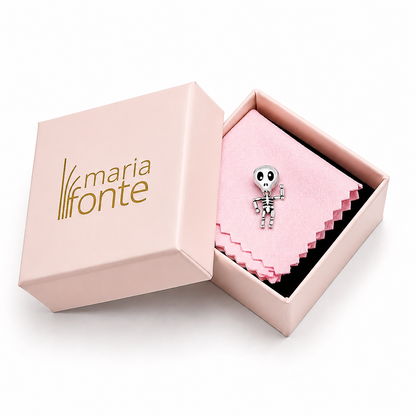 MariaFonte Bead Charm Ciondolo Scheletro Ossa Halloween in Argento 925 Compatibile con Collane e Bracciali Pandora