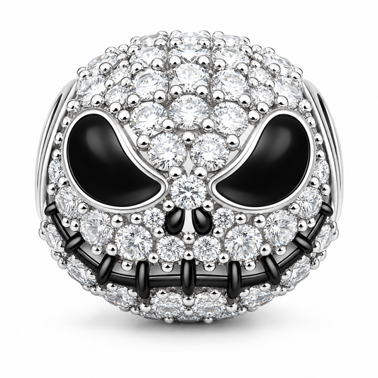 MariaFonte - Bead Charm Ciondolo a Forma di Teschio in Argento 925 con Zirconia Compatibile con Collane e Bracciali Pandora
