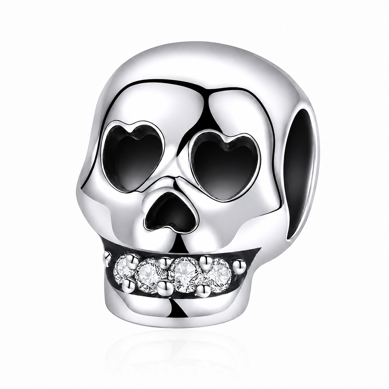 MariaFonte Bead Charm Teschio in Argento 925 con Zirconia Compatibile con Collane e Bracciali Pandora