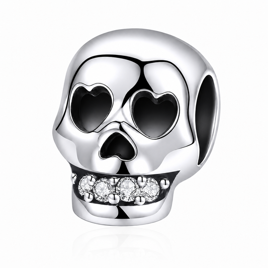 MariaFonte Bead Charm Teschio in Argento 925 con Zirconia Compatibile con Collane e Bracciali Pandora