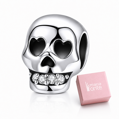 MariaFonte Bead Charm Teschio in Argento 925 con Zirconia Compatibile con Collane e Bracciali Pandora