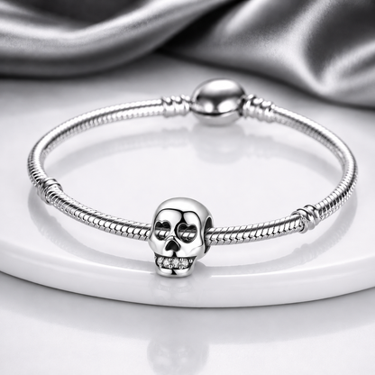 MariaFonte Bead Charm Teschio in Argento 925 con Zirconia Compatibile con Collane e Bracciali Pandora