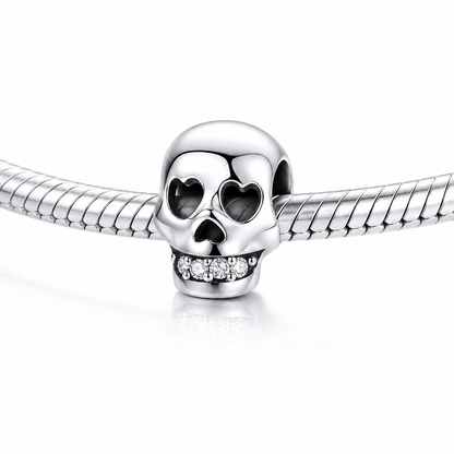 MariaFonte Bead Charm Teschio in Argento 925 con Zirconia Compatibile con Collane e Bracciali Pandora